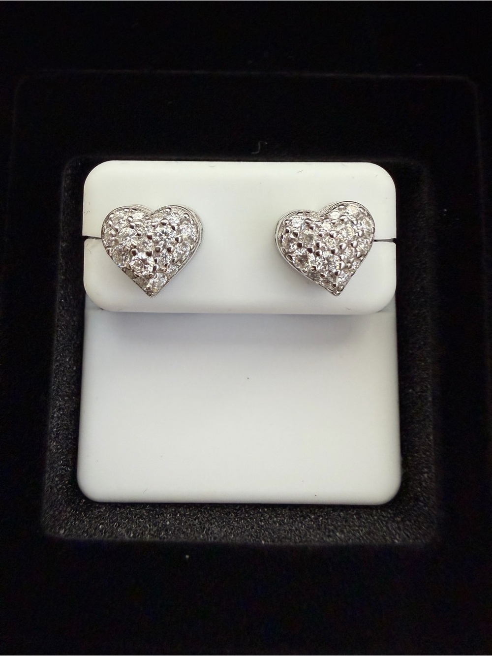2.0 CTW Moissanite Heart Pave Stud Earrings - 925 Sterling Silver